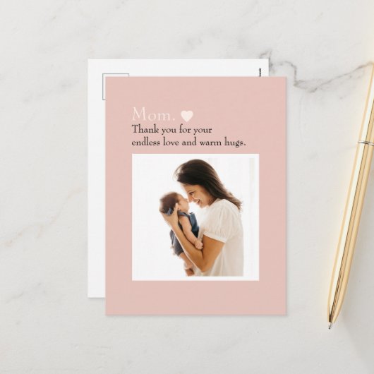 Gepersonaliseerd Moederdag-Briefkaart met foto Feestdagenkaart (Voorkant / Achterkant in situ)