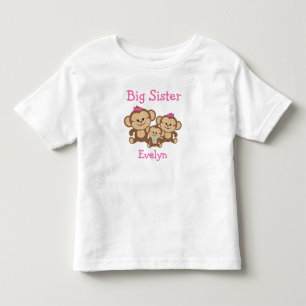 Gepersonaliseerd Monkeys Big Sister Kinder Shirts
