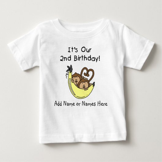 Gepersonaliseerd Monkeys Twin Boys Tshirt (Voorkant)