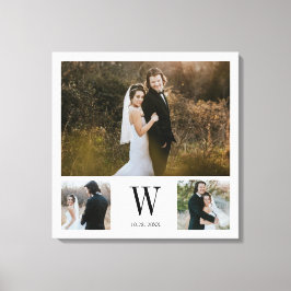 Gepersonaliseerd monogram 3 Foto collage Canvas Afdruk