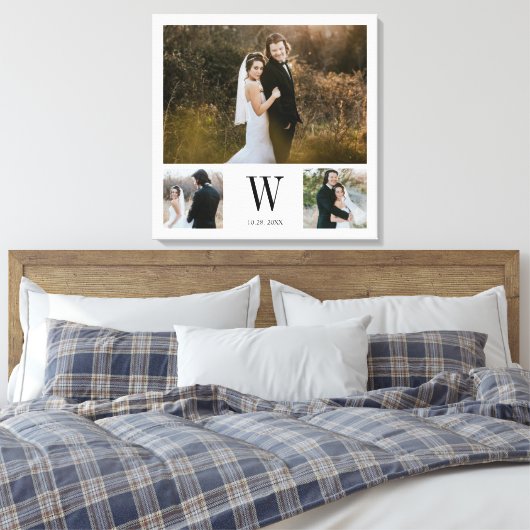 Gepersonaliseerd monogram 3 Foto collage Canvas Afdruk (Insitu (Slaapkamer))
