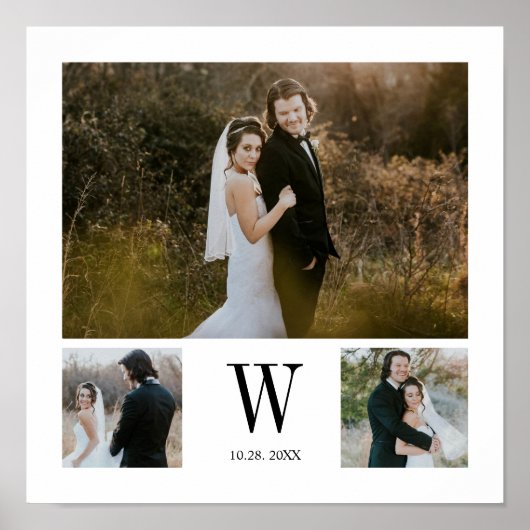Gepersonaliseerd monogram 3 Foto collage Poster (Voorkant)
