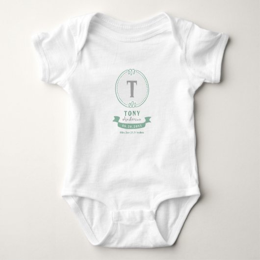 Gepersonaliseerd monogram baby keepsakes romper (Voorkant)