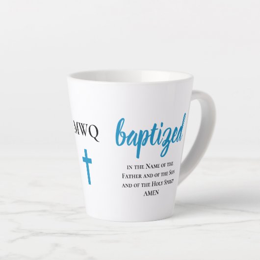 Gepersonaliseerd monogram BAPTISEERD Latte Mok (Rechterhoek)