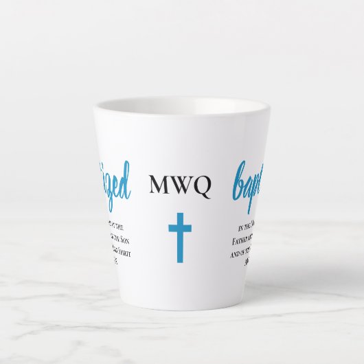 Gepersonaliseerd monogram BAPTISEERD Latte Mok (Voorkant)