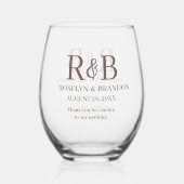 Gepersonaliseerd Monogram Bedankt Trouwgunst Wijnglas Zonder Voet (Voorkant)