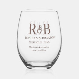 Gepersonaliseerd Monogram Bedankt Trouwgunst Wijnglas Zonder Voet