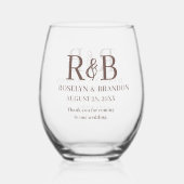Gepersonaliseerd Monogram Bedankt Trouwgunst Wijnglas Zonder Voet (Achterkant)