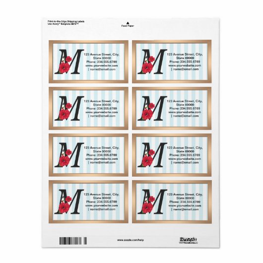 Gepersonaliseerd monogram bewerkbaar M tekst rode  Etiket (Full Sheet)