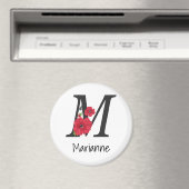 Gepersonaliseerd monogram bewerkbaar M tekst rode Magneet (Insitu (Vaatwasser))