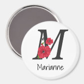 Gepersonaliseerd monogram bewerkbaar M tekst rode Magneet (Voorkant / Achterkant)