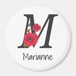 Gepersonaliseerd monogram bewerkbaar M tekst rode Magneet
