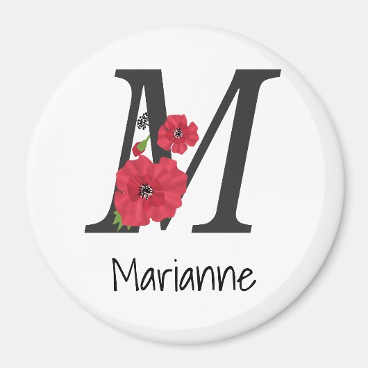 Gepersonaliseerd monogram bewerkbaar M tekst rode Magneet (Voorkant)