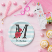 Gepersonaliseerd monogram bewerkbaar M tekst rode Papieren Bordje (Feest)