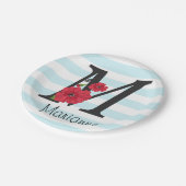 Gepersonaliseerd monogram bewerkbaar M tekst rode Papieren Bordje (Gekanteld)