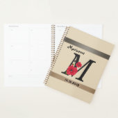 Gepersonaliseerd monogram bewerkbaar M tekst rode Planner (Display)