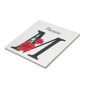 Gepersonaliseerd monogram bewerkbaar M tekst rode  Tegeltje (Zijkant)