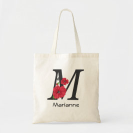 Gepersonaliseerd monogram bewerkbaar M tekst rode  Tote Bag