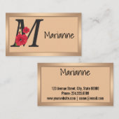 Gepersonaliseerd monogram bewerkbaar M tekst rode  Visitekaartje (Voorkant / Achterkant)