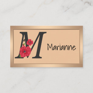 Gepersonaliseerd monogram bewerkbaar M tekst rode  Visitekaartje
