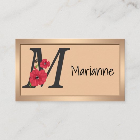 Gepersonaliseerd monogram bewerkbaar M tekst rode  Visitekaartje (Voorkant)