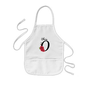 Gepersonaliseerd monogram bewerkbaar O tekst rode Kinder Schort