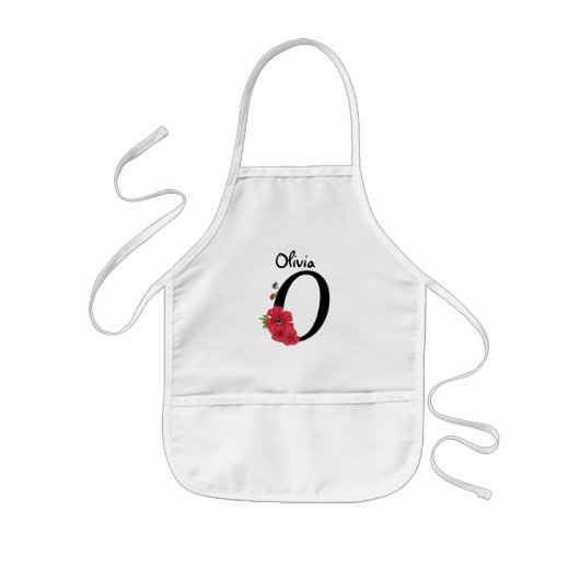 Gepersonaliseerd monogram bewerkbaar O tekst rode Kinder Schort (Voorkant)