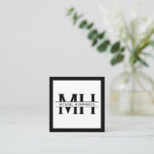 Gepersonaliseerd monogram | Black Vierkante Visitekaartje (Staand voorkant)
