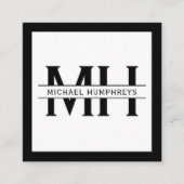 Gepersonaliseerd monogram | Black Vierkante Visitekaartje (Voorkant)