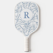 Gepersonaliseerd Monogram Blauw Bloemen Frans toil Pickleball Paddle (Voorkant)