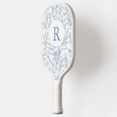 Gepersonaliseerd Monogram Blauw Bloemen Frans toil Pickleball Paddle (Links)