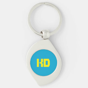 Gepersonaliseerd monogram blauw, geel sleutelhanger