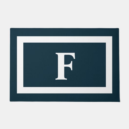 Gepersonaliseerd Monogram Blauw Initiaal Deurmat (Voorkant)