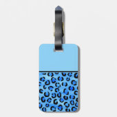 Gepersonaliseerd monogram, blauw luipspatroon. bagagelabel (Achterkant verticaal)