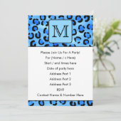 Gepersonaliseerd monogram, blauw luipspatroon. kaart (Staand voorkant)