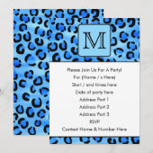 Gepersonaliseerd monogram, blauw luipspatroon. kaart (Voorkant / Achterkant)