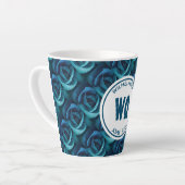 Gepersonaliseerd Monogram blauw Roos Christelijk Latte Mok (Linkerhoek)