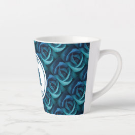 Gepersonaliseerd Monogram blauw Roos Christelijk Latte Mok