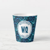 Gepersonaliseerd Monogram blauw Roos Christelijk Latte Mok (Voorkant)