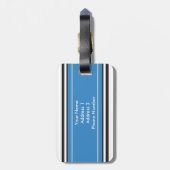Gepersonaliseerd monogram blauw Stripes patroon Bagagelabel (Achterkant verticaal)