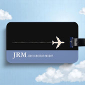 Gepersonaliseerd monogram blauw / vliegtuig reizen bagagelabel