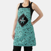 Gepersonaliseerd | Monogram | BLAUWGROEN | Bloemen Schort (Insitu)