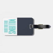Gepersonaliseerd monogram Blauwgroen en zeemacht Bagagelabel (Achterkant horizontaal)