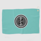 Gepersonaliseerd monogram Blauwgroen vrouwen Golfhanddoek (Horizontaal)