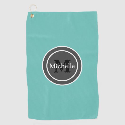 Gepersonaliseerd monogram Blauwgroen vrouwen Golfhanddoek (Voorkant)