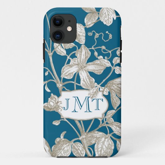 Gepersonaliseerd monogram, bloeiend vijn Botanisch Case-Mate iPhone Case (Achterkant)