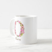 Gepersonaliseerd monogram bloemen letter O Koffiemok (Voorkant links)