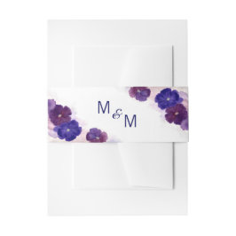 Gepersonaliseerd Monogram Bloemen Paarse Plum Brui Uitnodigingen Wikkel