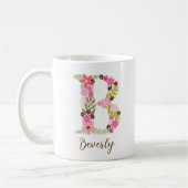 Gepersonaliseerd monogram Bloemletter B Koffiemok (Links)