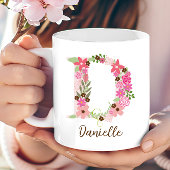 Gepersonaliseerd monogram Bloemletter D Koffiemok